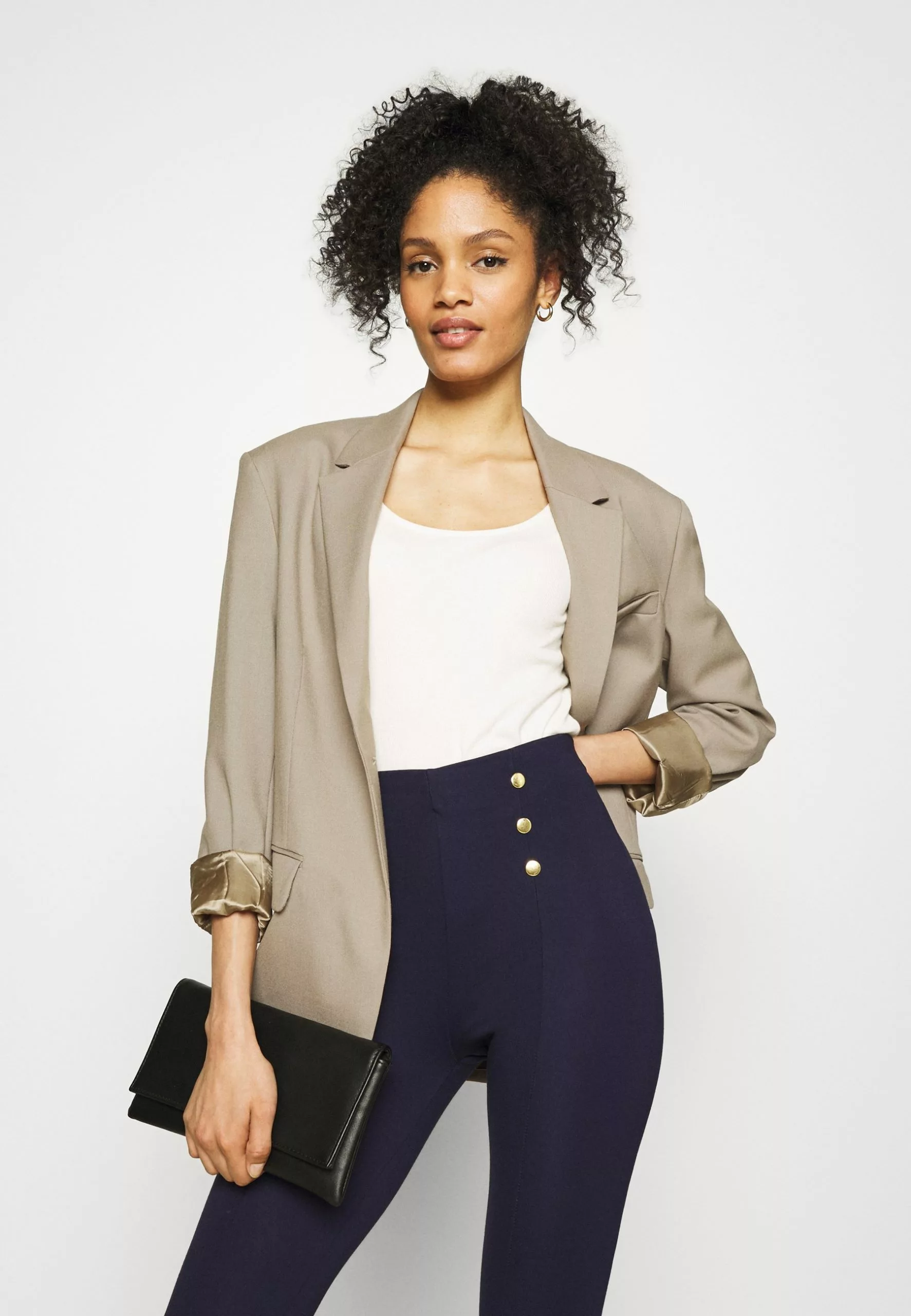 Anna Field Punto Leggings With Button Detail - Legging - Dark Blue 4 Anna Field Punto Leggings With Button Detail - Legging - Dark Blue – Image 4