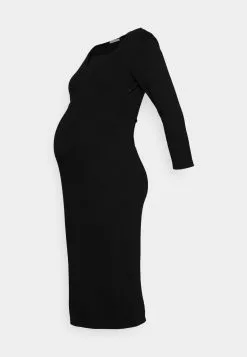 Notch Neckline Midi Dress - Robe En Jersey - Black -Hauts Boutique 01d148d1237f4d8fb0b9cc9c73d98252