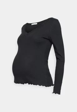 Maternity Ribbed Longsleeve Lace - T-Shirt À Manches Longues - Black -Hauts Boutique 053a0aa839a44e58a70e048e07c380a0
