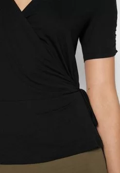 Tall Wrap Over Gathering Sleeves - T-Shirt Basique - Black -Hauts Boutique 121ccfadce334de790014ece98b543f1