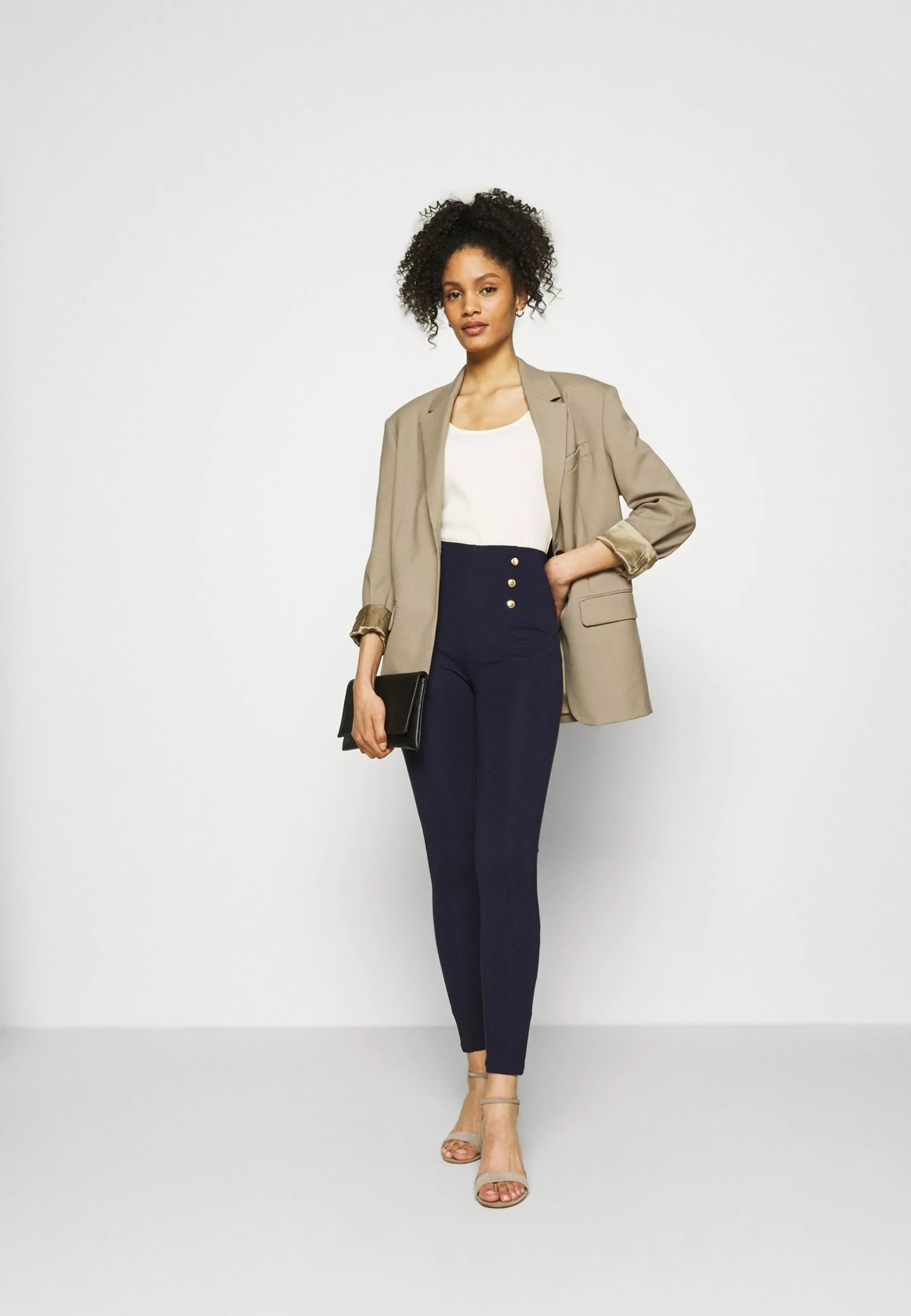 Anna Field Punto Leggings With Button Detail - Legging - Dark Blue 2 Anna Field Punto Leggings With Button Detail - Legging - Dark Blue – Image 2