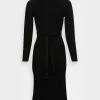 Anna Field Rollkragen Ripp Mini Strickkleid Mit Gürtel - Robe Pull - Black