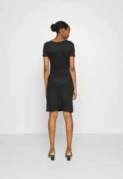 Short Sleeves Ruched Waist Mini Flared Dress - Robe En Jersey - Black -Hauts Boutique 2adfa25012d34af7bc292437f6e55ebc