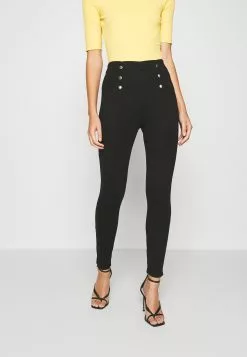Anna Field Punto Leggings With Button Detail - Legging - Black