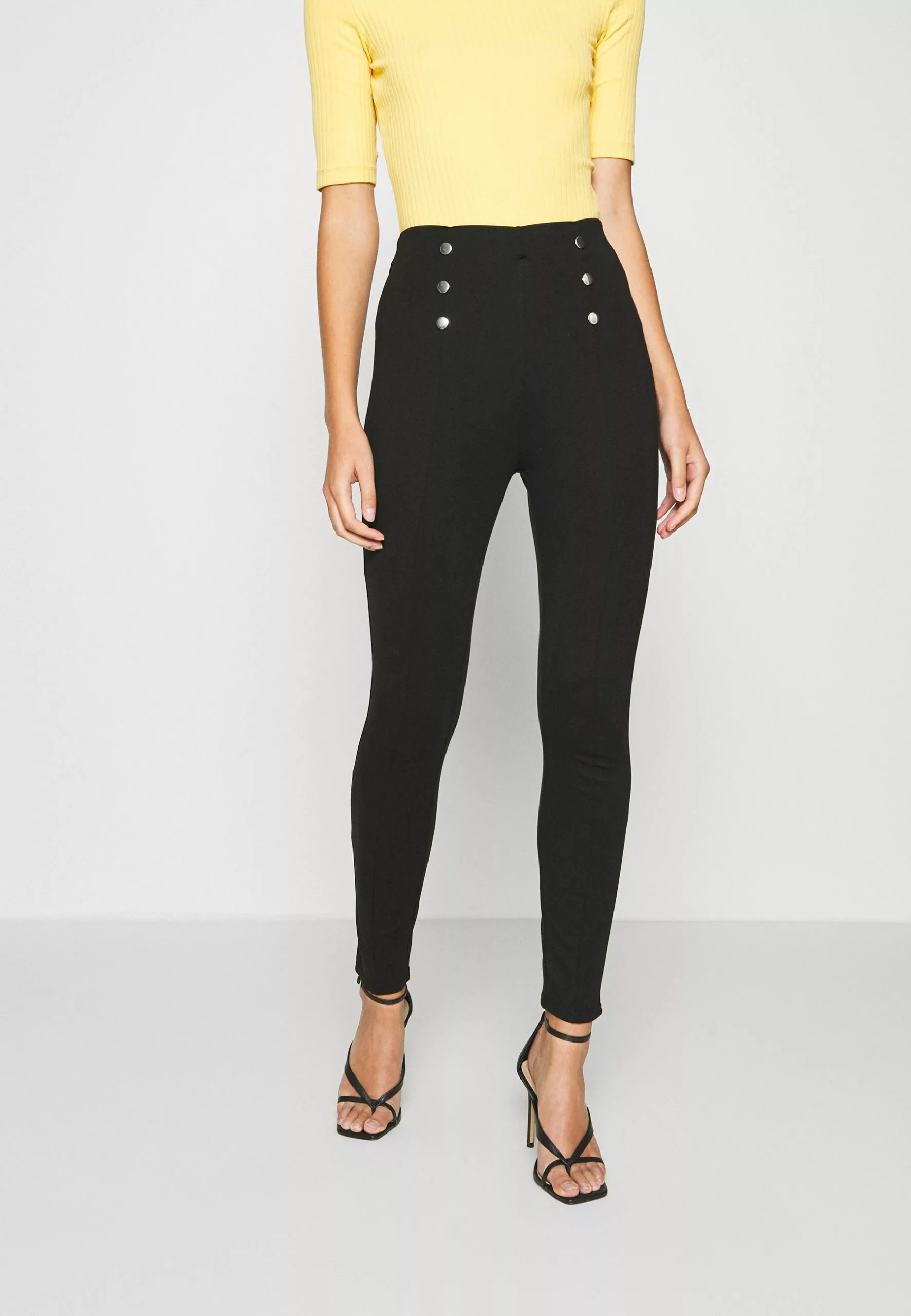 Anna Field Punto Leggings With Button Detail - Legging - Black 1 Anna Field Punto Leggings With Button Detail - Legging - Black