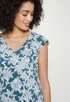 Midi V Flared Dress Witrh Ruffle Sleevees - Robe En Jersey - Dark Blue/Blue -Hauts Boutique 3e624a7562d3474eb634dd22da87092f