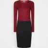 Anna Field Crew Ausschnitt Ripp Top Bodycon Mini Strickkleid - Robe Fourreau - Dark Red/Black