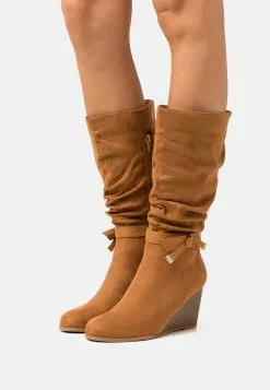 Anna Field Bottes Compensées - Cognac