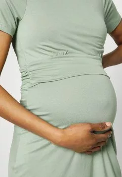 Short Sleeves Ruched Waist Mini Flared Dress - Robe En Jersey - Light Green -Hauts Boutique 642d80165ad64bb3a32364f3cbfdbc90