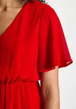 Anna Field V-Neck Sleeve Dress - Robe De Jour - Dark Red -Hauts Boutique 64dac041b3ca40f3851e4a9482b542ae