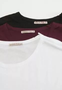 Anna Field 3 Pack - T-Shirt Basique - Dark Red/White/Black -Hauts Boutique 7189f3de660c4816a95b01514f0e4eb6