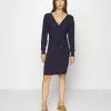 Anna Field Wrap V Ausschnitt Mini Strickkleid Mit Gürtel - Robe Fourreau - Dark Blue