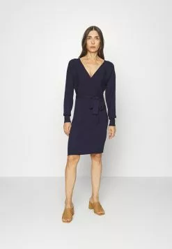 Anna Field Wrap V Ausschnitt Mini Strickkleid Mit Gürtel - Robe Fourreau - Dark Blue