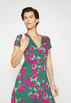 Robe En Jersey - Dark Green/Pink 11 Robe En Jersey - Dark Green/Pink -Hauts Boutique 8458855cc44845ffa26128d82f41e9bd