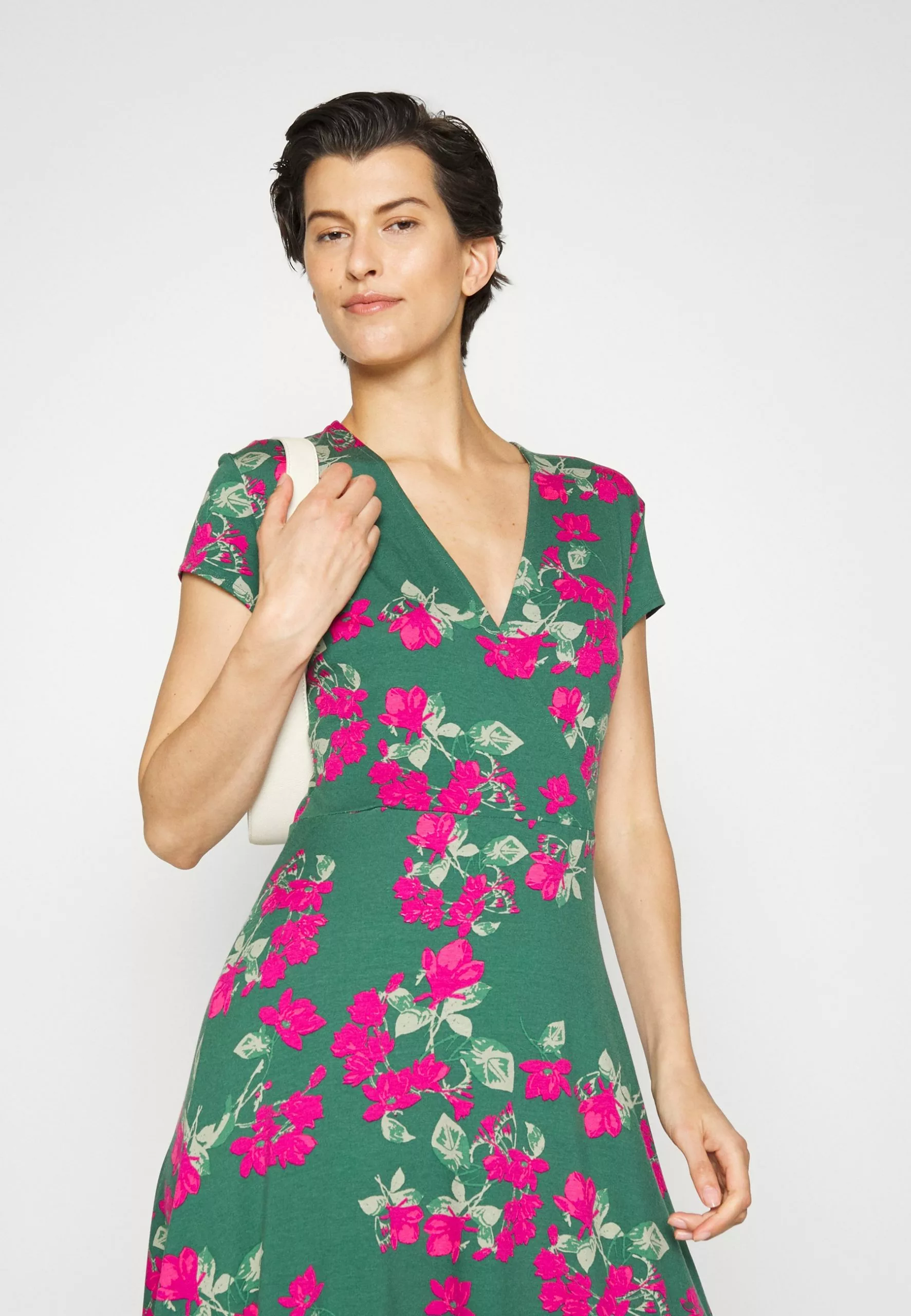 Robe En Jersey - Dark Green/Pink 5 Robe En Jersey - Dark Green/Pink – Image 5