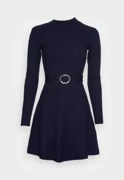 Anna Field Crew Ausschnitt Mini Strickkleid Mit Gürtel - Robe Pull - Dark Blue -Hauts Boutique 8531c6d8030846db913342406954022d