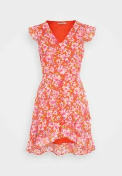 Anna Field Volant Short Dress - Robe De Jour - Red/Multicoloured -Hauts Boutique 8c0398261f59448b9a1518c9bfcfd3a6