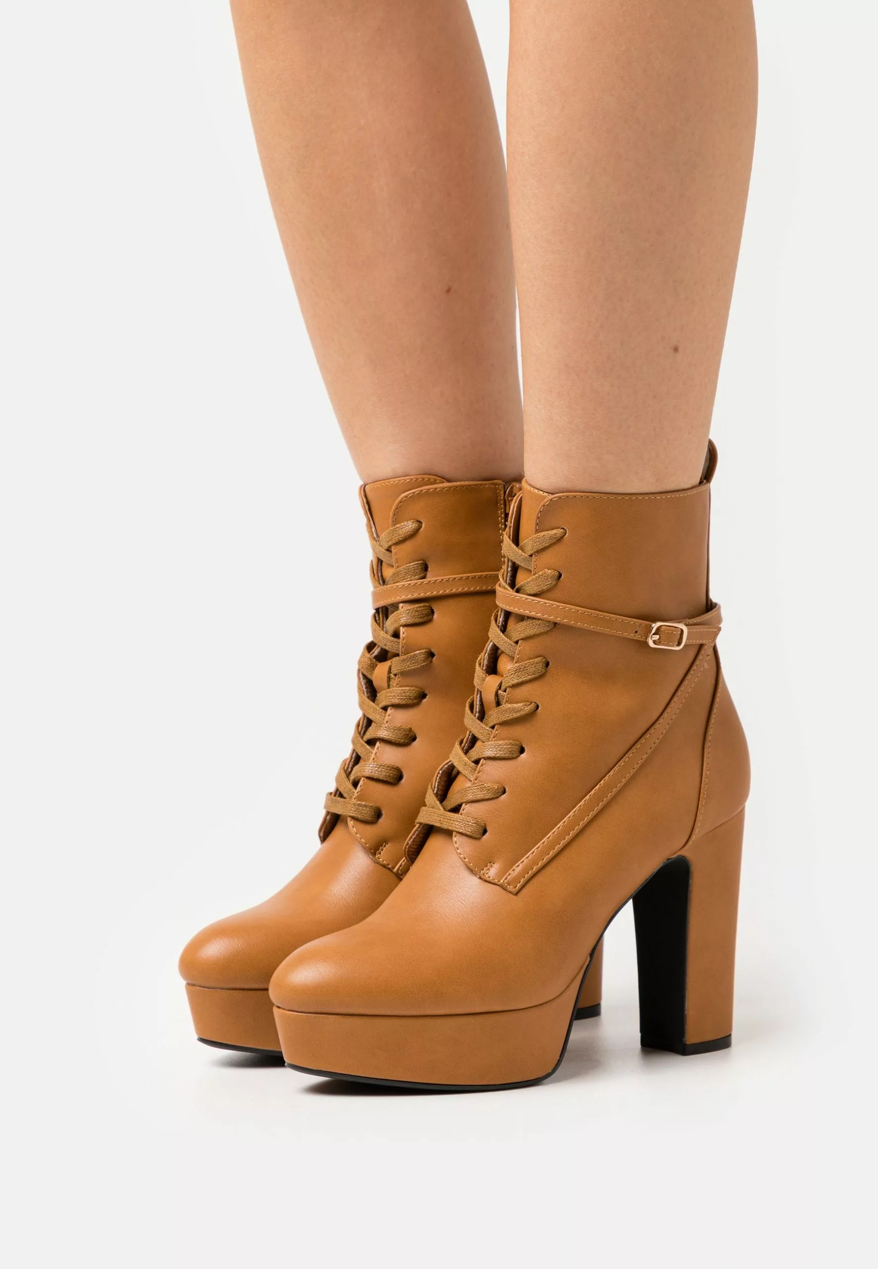 Anna Field Bottines À Lacets - Cognac
