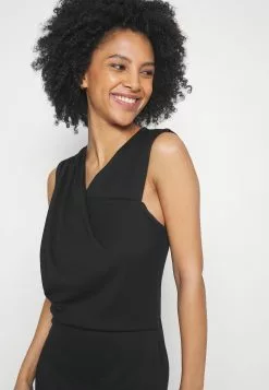 Drapped Neckline Smart Bodycon Sleeveless Mini Dress - Robe En Jersey - Black -Hauts Boutique 9f81155bf87843799042533d6c813969