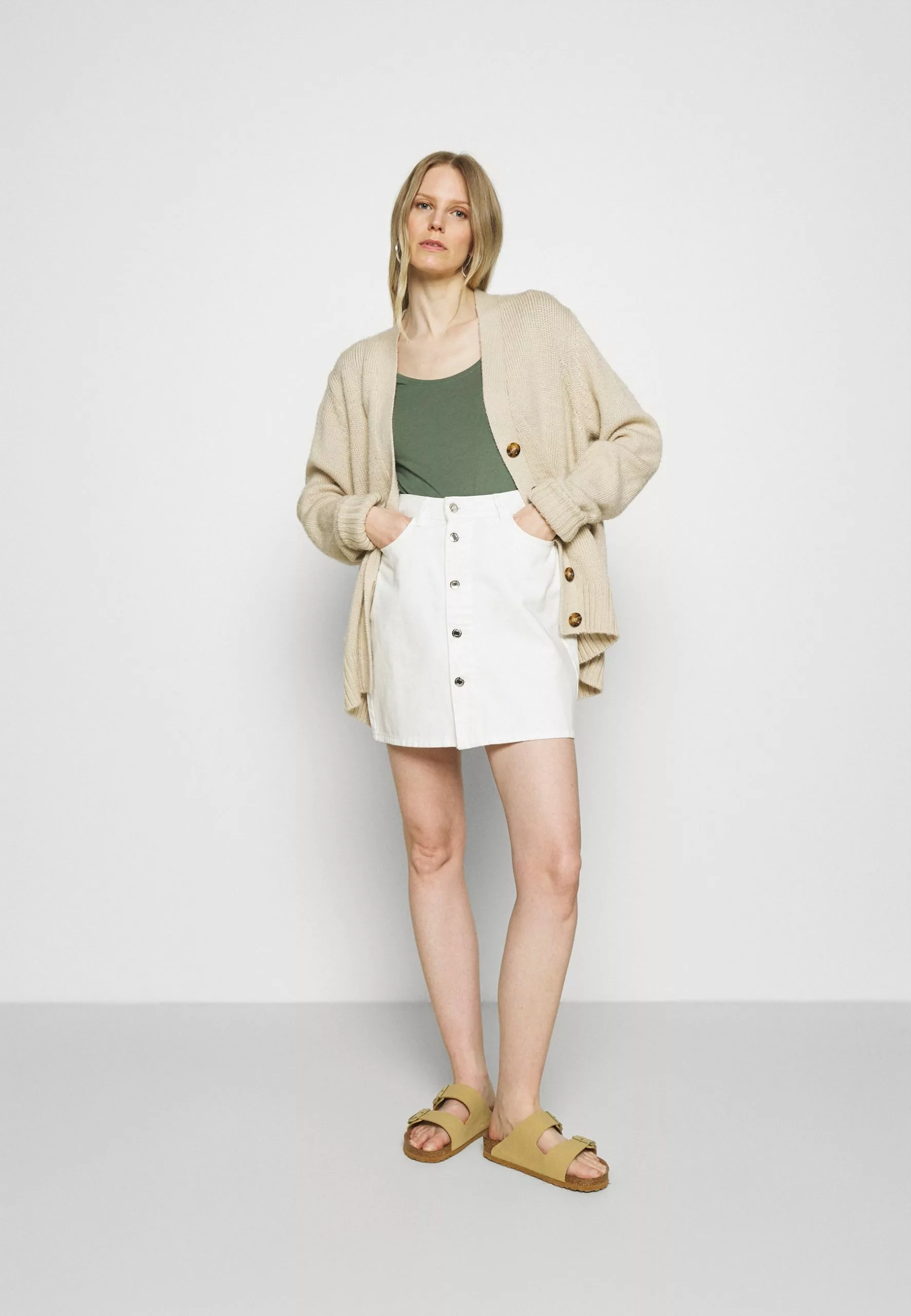 Anna Field 3 Pack - T-Shirt Basique - White/Mottled Light Grey/Light Green 1 Anna Field 3 Pack - T-Shirt Basique - White/Mottled Light Grey/Light Green