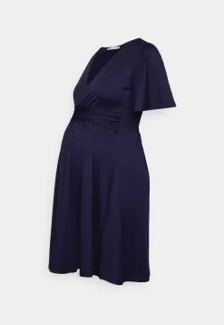 Sleeves Wrap Waist V Flared Mini Dress - Robe En Jersey - Dark Blue -Hauts Boutique a948fc291d8440b0a47e7400b6403543