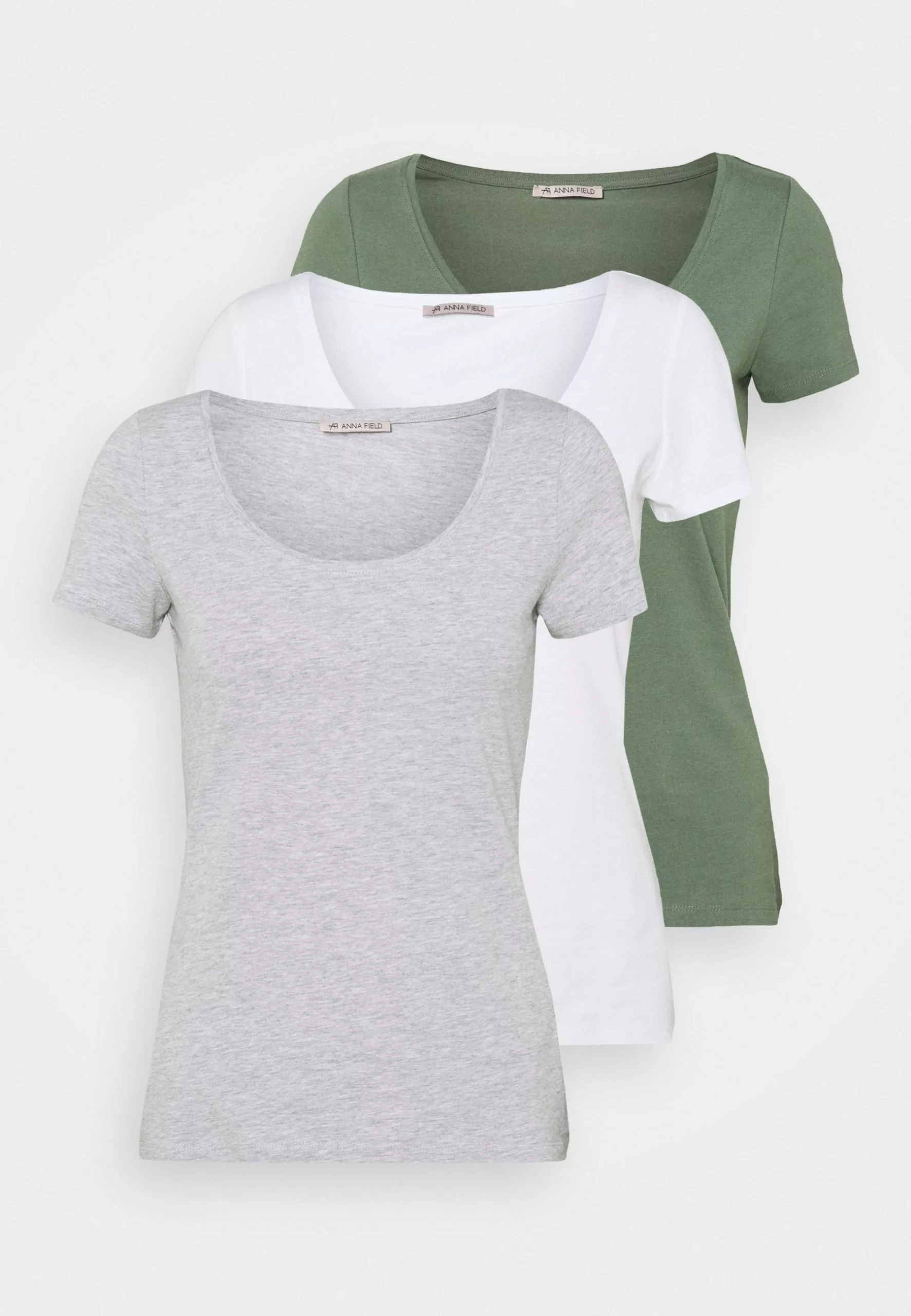 Anna Field 3 Pack - T-Shirt Basique - White/Mottled Light Grey/Light Green 7 Anna Field 3 Pack - T-Shirt Basique - White/Mottled Light Grey/Light Green – Image 7