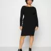 Offener Rücken Mini Strickkleid - Robe Fourreau - Black