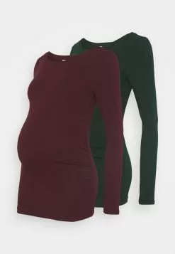 2 Pack - T-Shirt À Manches Longues - Dark Green/Bordeaux -Hauts Boutique bbab31f45b5841b891ef96e674ed27e8