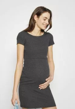 Short Sleeves - Robe En Jersey - Mottled Dark Grey -Hauts Boutique c43c1acc53fa4f7aba38b9e5cc96a3b1