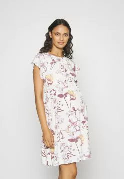 Fit And Flare Flowy Dropped Shoulder - Robe En Jersey - Beige/Lilac