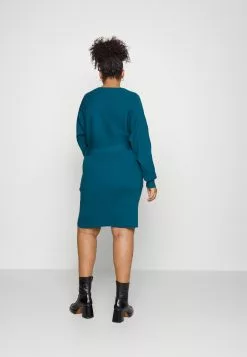 Wrap V Ausschnitt Mini Strickkleid Mit Gürtel - Robe Pull - Teal -Hauts Boutique c788a499450943ddb39b9926fc5b1004