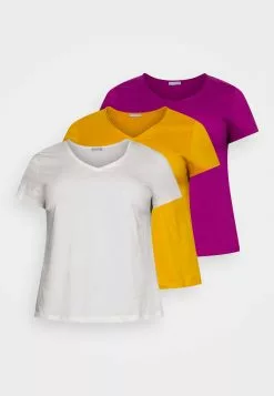3 Pack - T-Shirt Basique - White/Dark Yellow/Purple -Hauts Boutique c92a2b20ff314f6198b11ada235df7d1