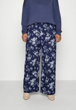 Wide Leg Pant - Pantalon Classique - Dark Blue/Off-White