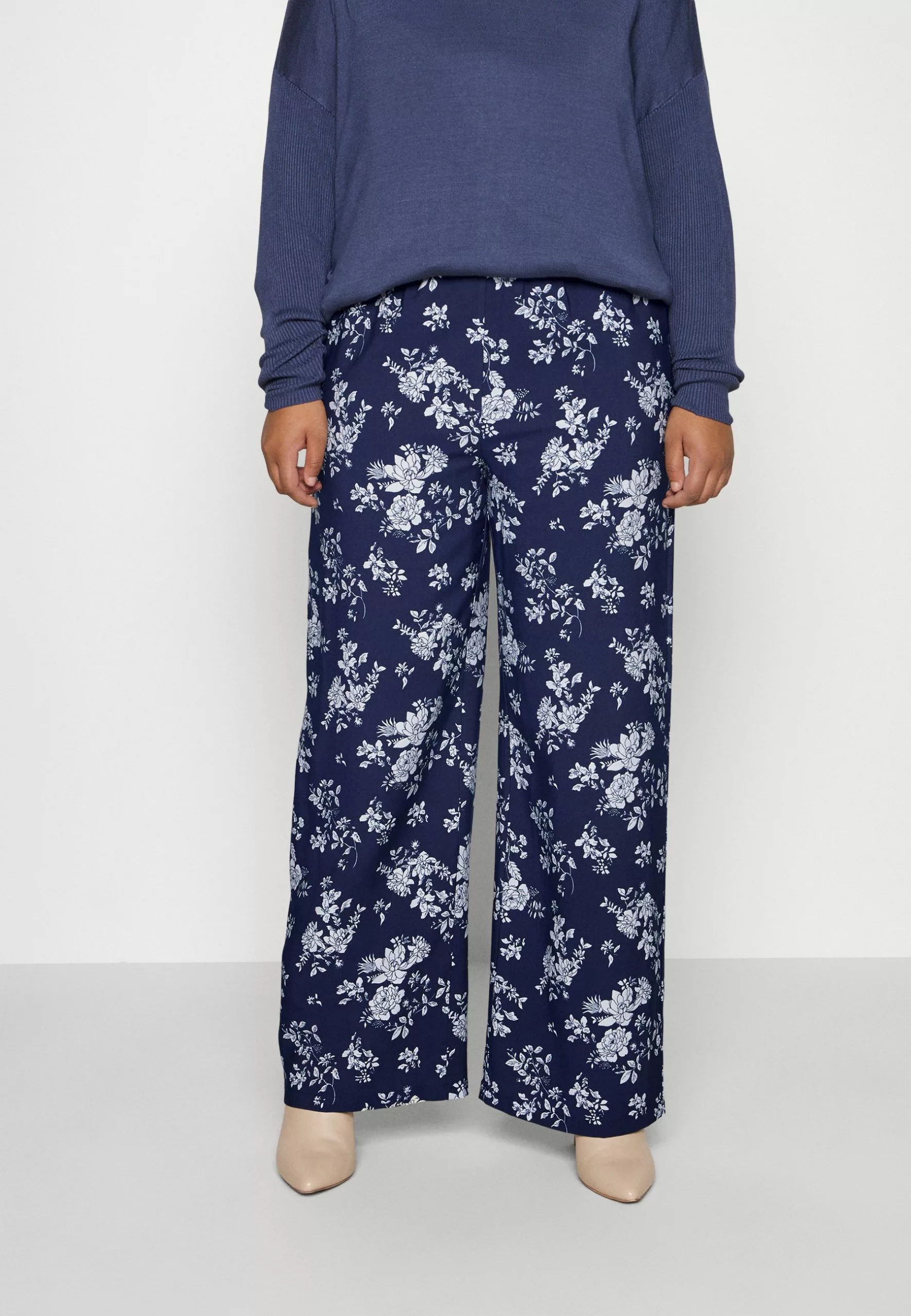 Wide Leg Pant - Pantalon Classique - Dark Blue/Off-White 1 Wide Leg Pant - Pantalon Classique - Dark Blue/Off-White