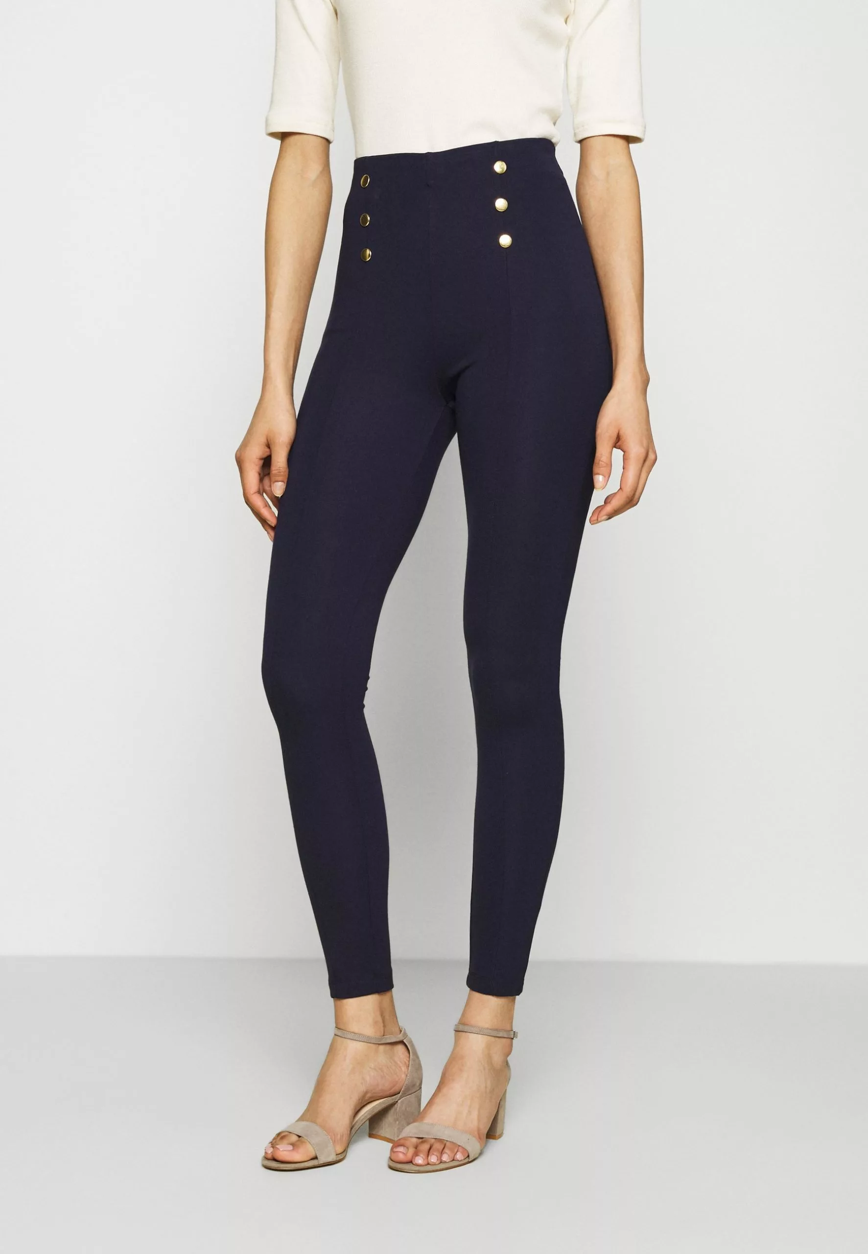 Anna Field Punto Leggings With Button Detail - Legging - Dark Blue 1 Anna Field Punto Leggings With Button Detail - Legging - Dark Blue