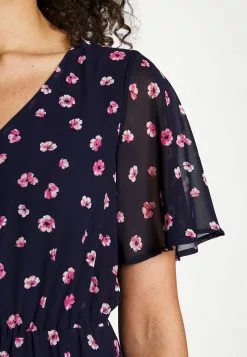 Anna Field V-Neck Sleeve Dress - Robe De Jour - Dark Blue/Pink -Hauts Boutique e22117504d58447ebe18dcca7cc0861c