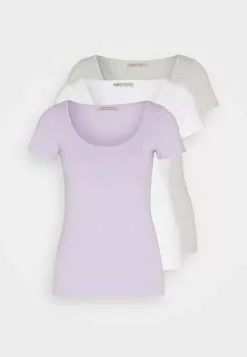 Anna Field 3 Pack - T-Shirt Basique - Purple/White/Mottled Light Grey -Hauts Boutique ea599051637b41e2bfffcd2a4b84a87e