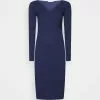 Anna Field V Ausschnitt Bodycon Midi Strickkleid - Robe Fourreau - Dark Blue