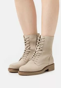 Leather - Bottines À Lacets - Beige