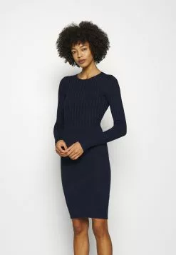Anna Field Crew Ausschnitt Ripp Top Bodycon Mini Strickkleid - Robe Fourreau - Dark Blue