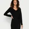 Anna Field Lace Insert V Neckline Loose Dress - Robe Pull - Black